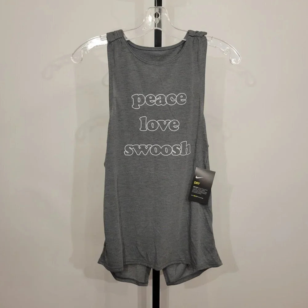 Nike Womens Peace Love Swoosh Tank  Gray Size XS NWT
